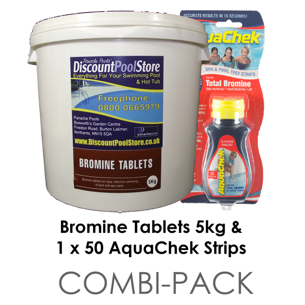 Bromine Tablets, AquaChek Test Strips Combi Packs Panache Pools