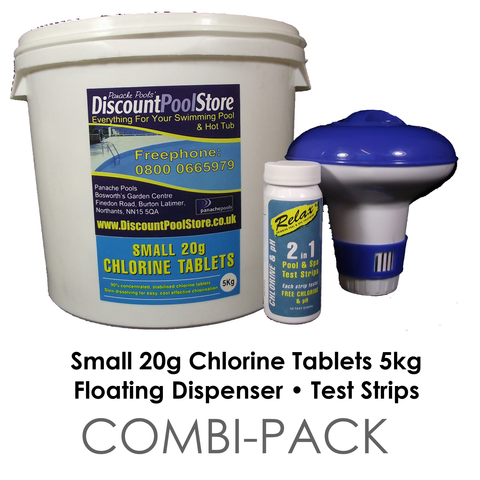 Small 20g Chlorine Tablets 5kg with Dispenser and Test Strips