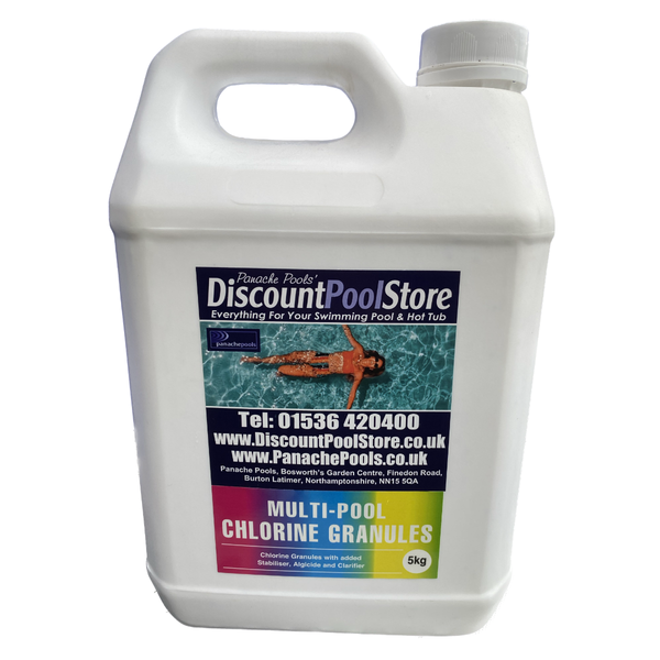 Multi Pool Chlorine Granules for swimming pools algicide, clarifier Panache Pools' Discount