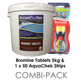 Bromine tablets and test strips