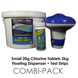 Small 20g Chlorine Tablets 2kg with Dispenser and Test Strips