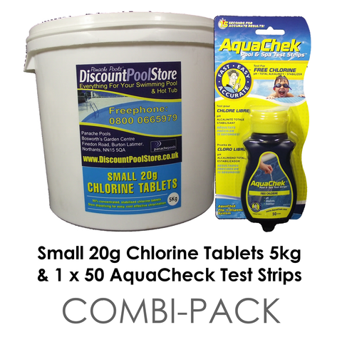 Small 20g Chlorine Tablets, AquaChek Test Strips Combi Packs – Panache ...