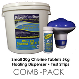 Small 20g Chlorine Tablets 5kg with Dispenser and Test Strips